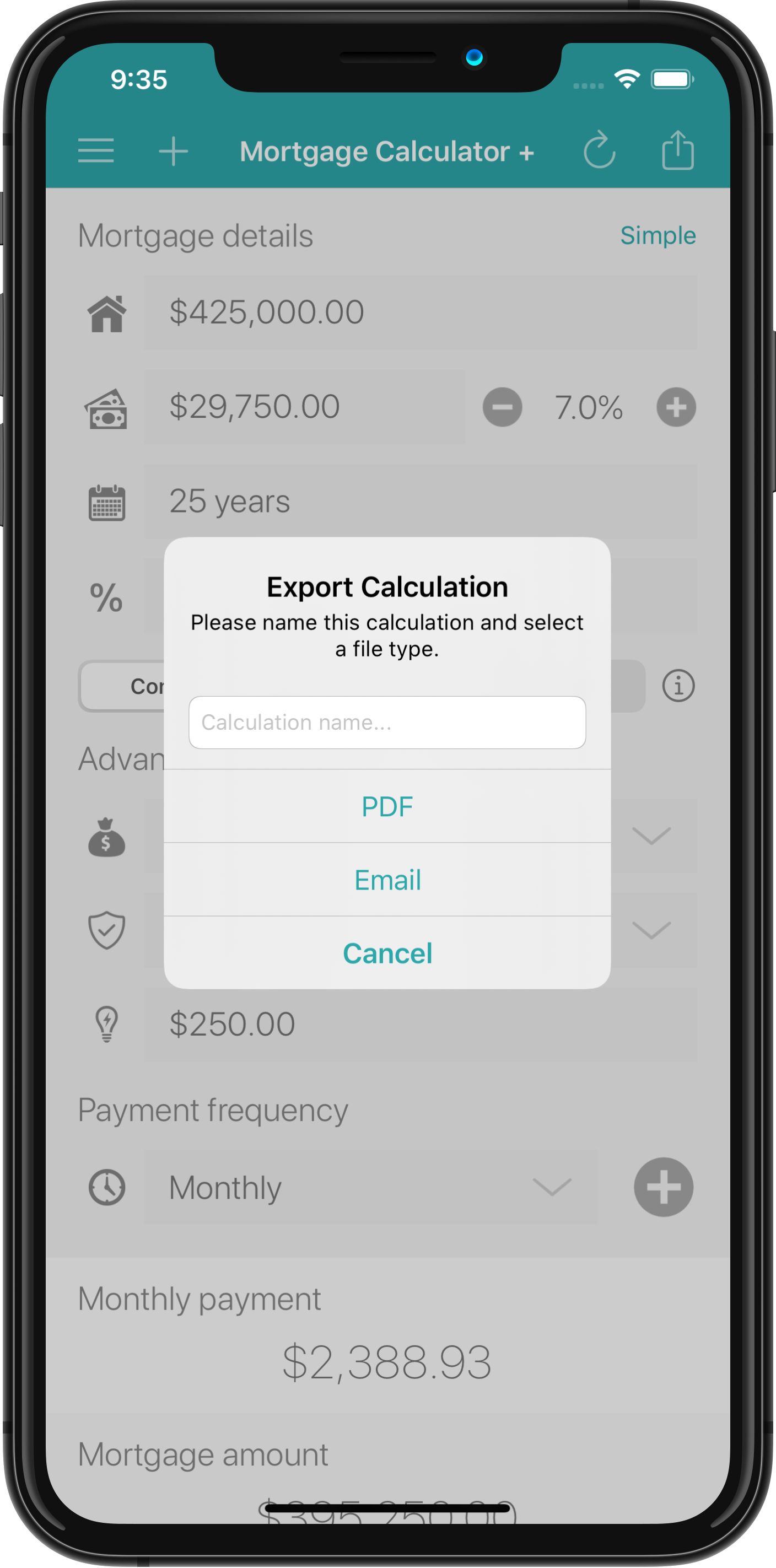 Mortgage Calculator for iOS Export